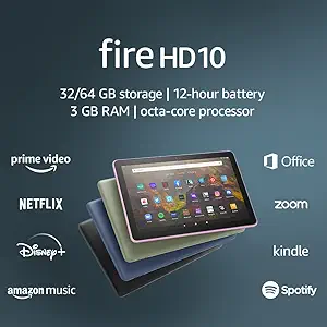 Amazon Fire HD 10 tablet, 10.1", 1080p Full HD, 32 GB, (2021 release), Black