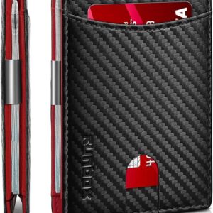 RUNBOX Money Clip Slim Wallets for Men RFID Blocking 11 Card Holder Minimalist Small Leather Bifold Men's Front Pocket Wallet Gift Box